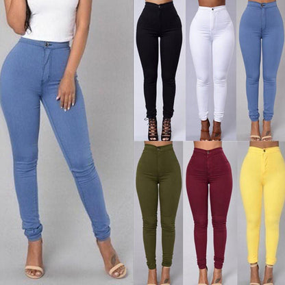 2024 Newest Women's Casual Pants High Waist Stretch Slim Pants Skinny Candy Color Denim Jeans, Come and Grab It!