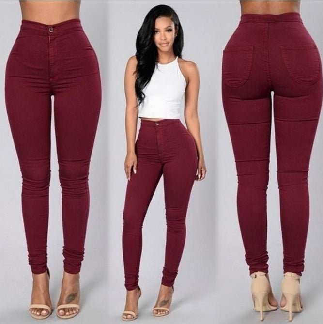 2024 Newest Women's Casual Pants High Waist Stretch Slim Pants Skinny Candy Color Denim Jeans, Come and Grab It!