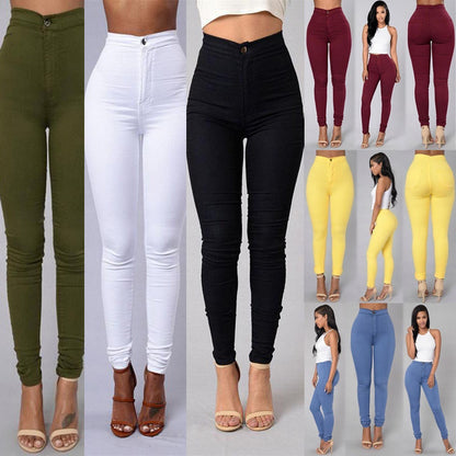 2024 Newest Women's Casual Pants High Waist Stretch Slim Pants Skinny Candy Color Denim Jeans, Come and Grab It!