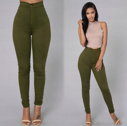 2024 Newest Women's Casual Pants High Waist Stretch Slim Pants Skinny Candy Color Denim Jeans, Come and Grab It!